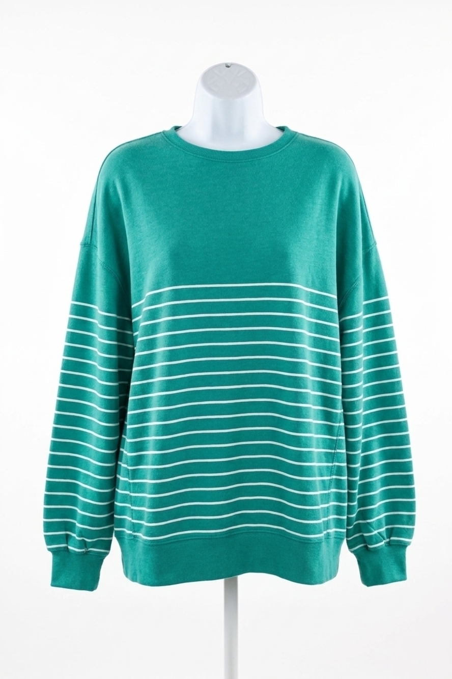 NEW Z SUPPLY women's maple street v neck top in stripe  marina green